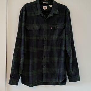 Levi's green and navy check flannel XL